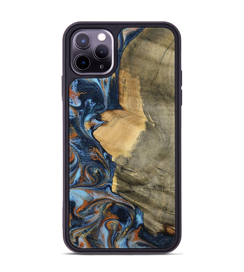iPhone 11 Pro Max Wood Phone Case - Mikael (Teal & Gold, 792402)