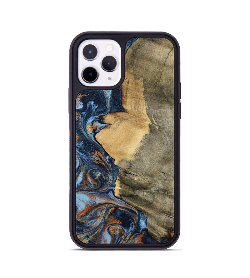 iPhone 11 Pro Wood Phone Case - Mikael (Teal & Gold, 792402)