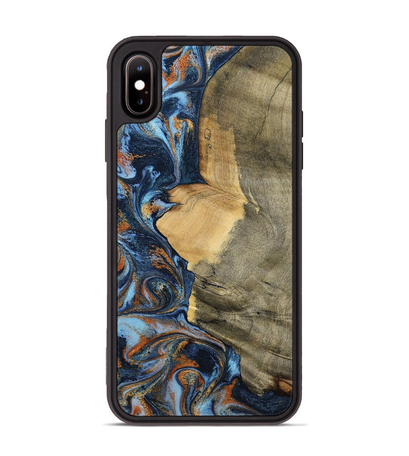 iPhone Xs Max Wood Phone Case - Mikael (Teal & Gold, 792402)