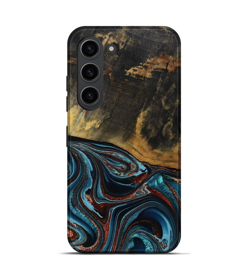 Galaxy S23 Wood Live Edge Phone Case - Kaylynn (Teal & Gold, 792502)