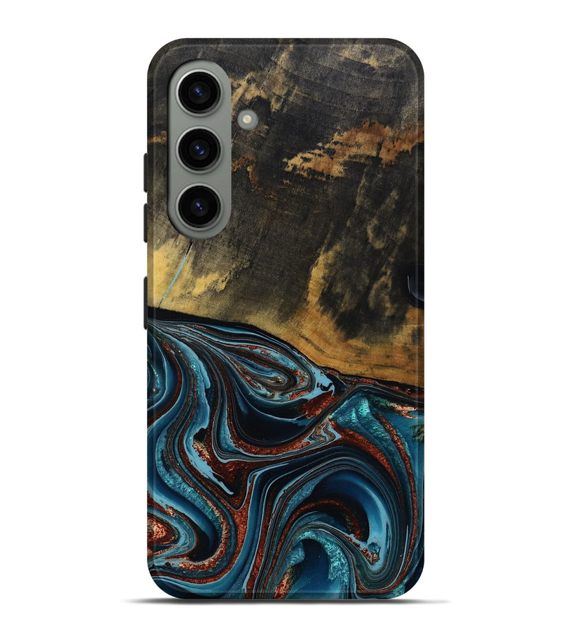 Galaxy S24 Plus Wood Live Edge Phone Case - Kaylynn (Teal & Gold, 792502)