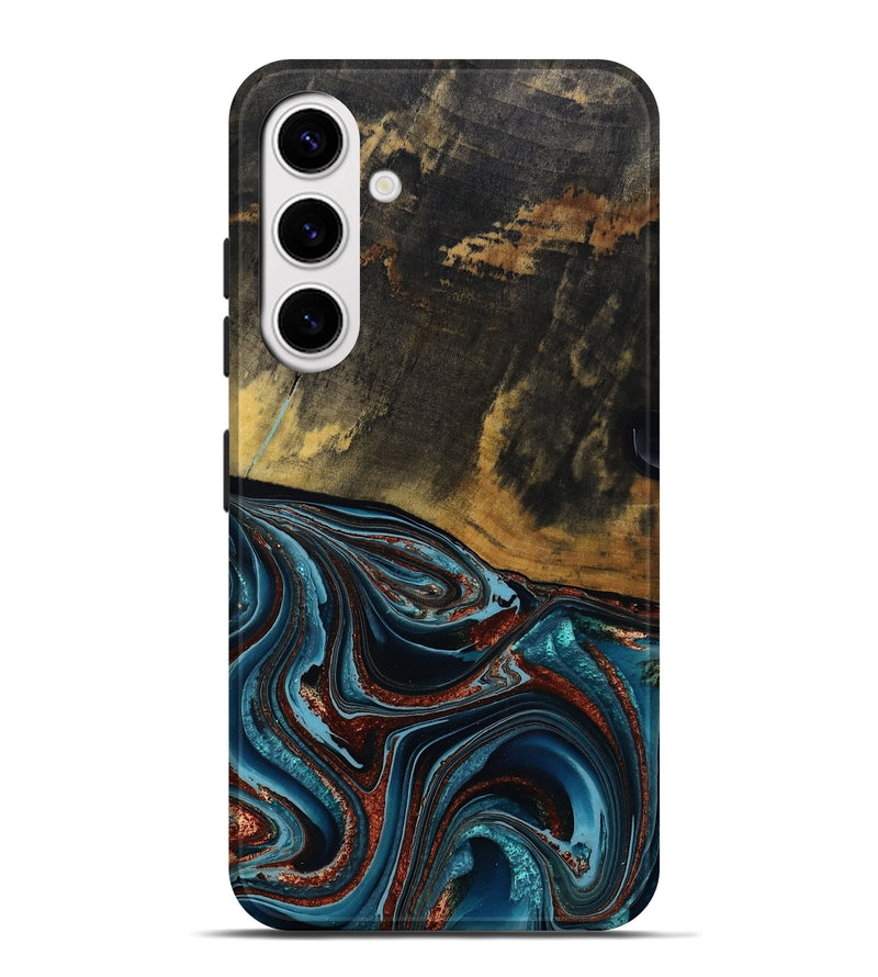 Galaxy S25 Plus Wood Live Edge Phone Case - Kaylynn (Teal & Gold, 792502)