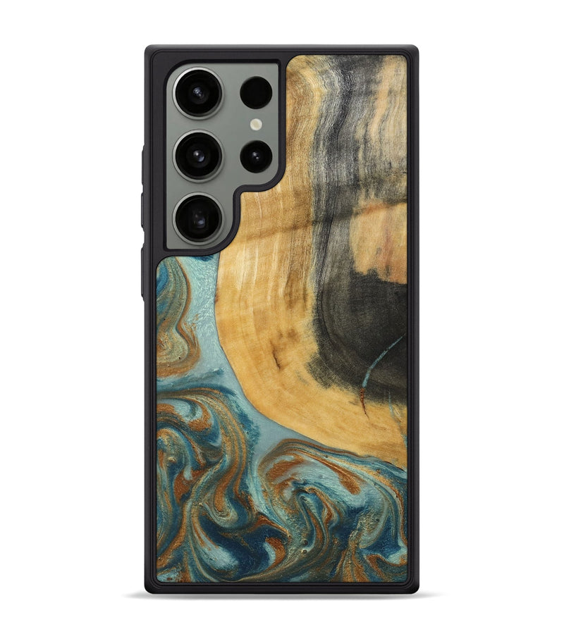 Galaxy S24 Ultra Wood Phone Case - Miranda (Teal & Gold, 792534)