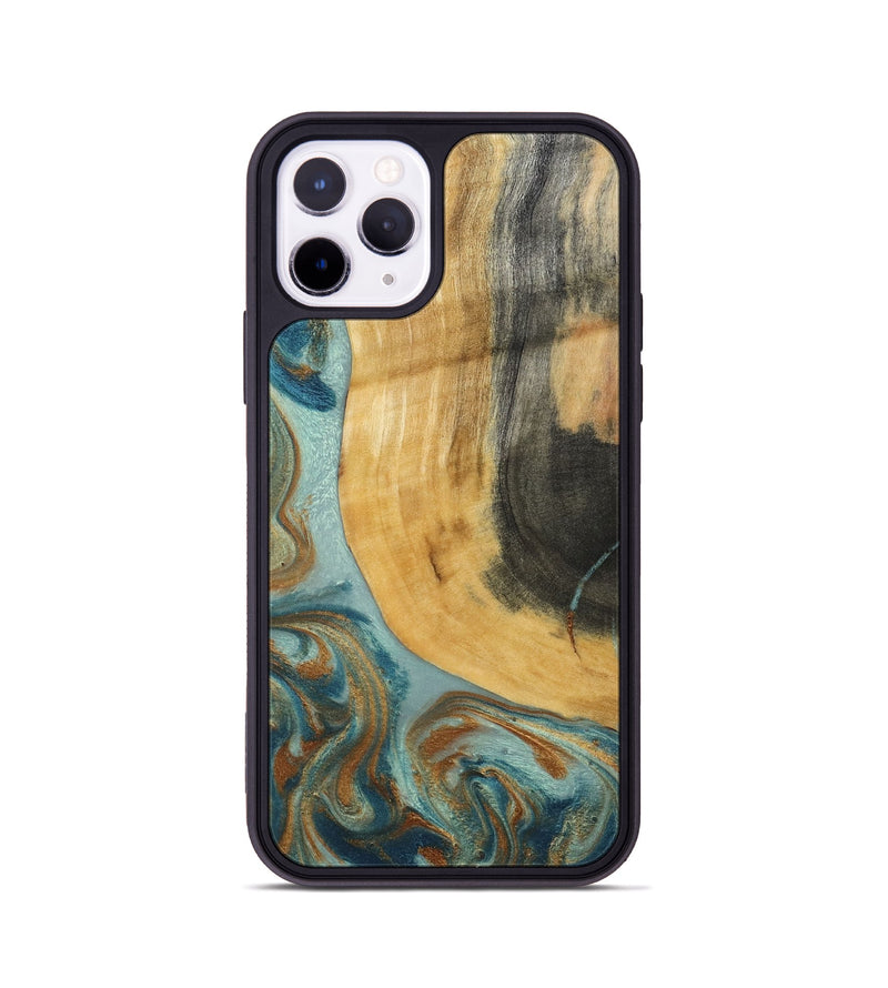 iPhone 11 Pro Wood Phone Case - Miranda (Teal & Gold, 792534)