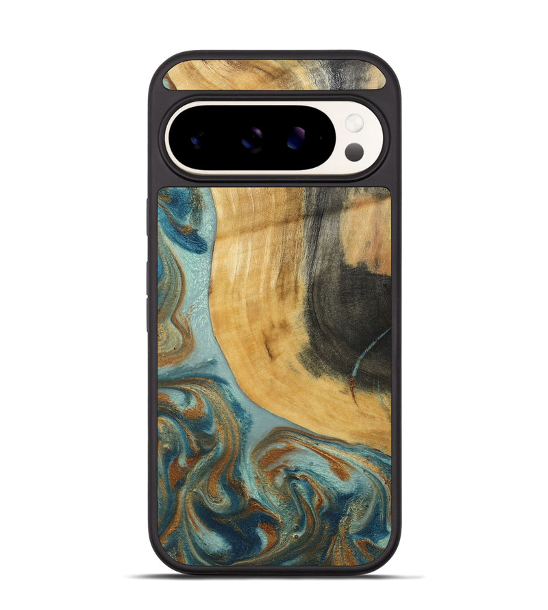 Pixel 9 Wood Phone Case - Miranda (Teal & Gold, 792534)