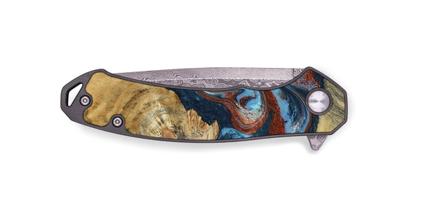 EDC Wood Pocket Knife - Nikia (Teal & Gold, 792536)