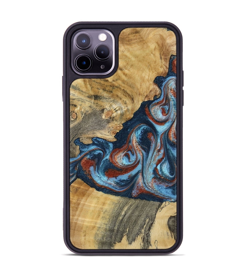 iPhone 11 Pro Max Wood Phone Case - Nikia (Teal & Gold, 792536)