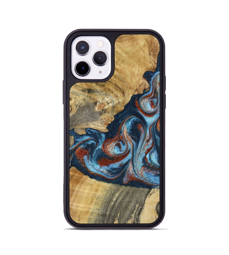 iPhone 11 Pro Wood Phone Case - Nikia (Teal & Gold, 792536)