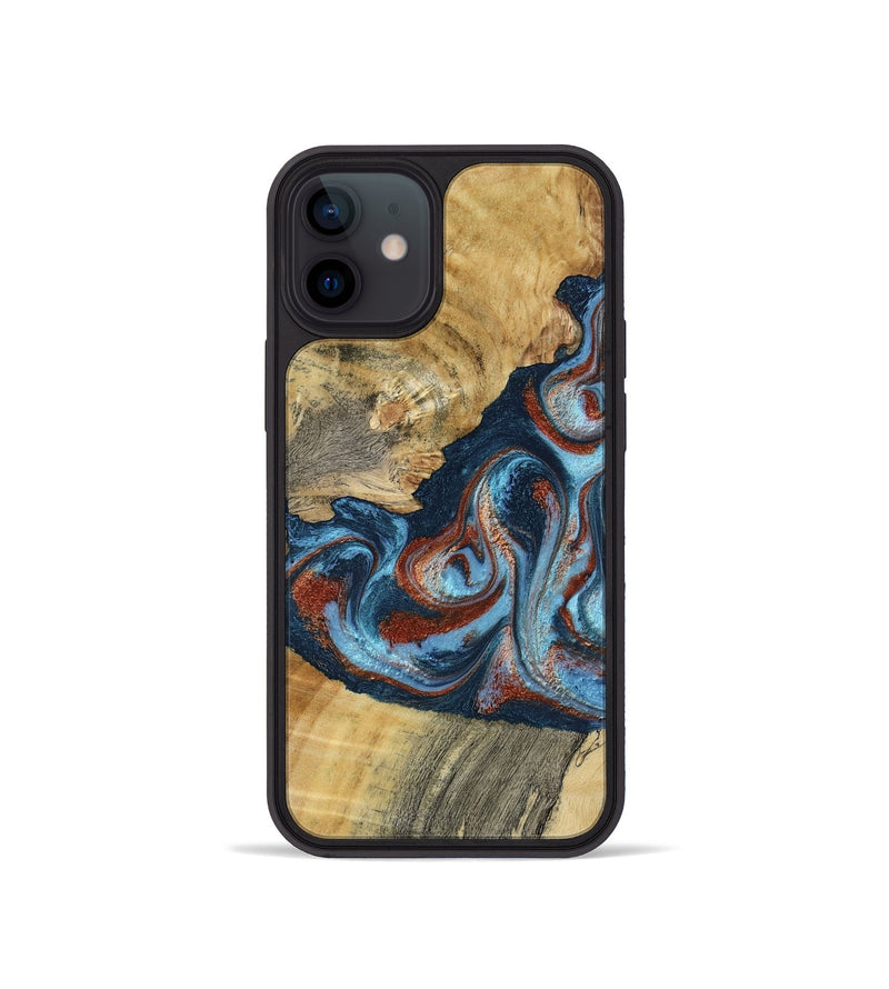 iPhone 12 mini Wood Phone Case - Nikia (Teal & Gold, 792536)