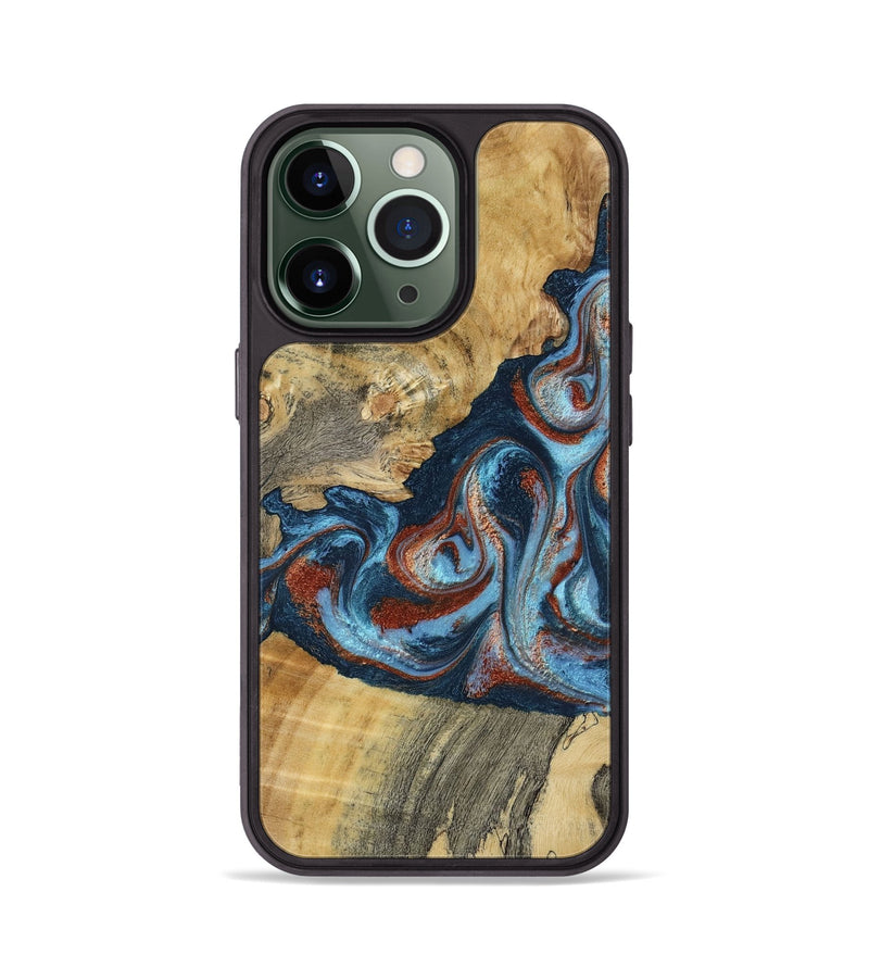 iPhone 13 Pro Wood Phone Case - Nikia (Teal & Gold, 792536)
