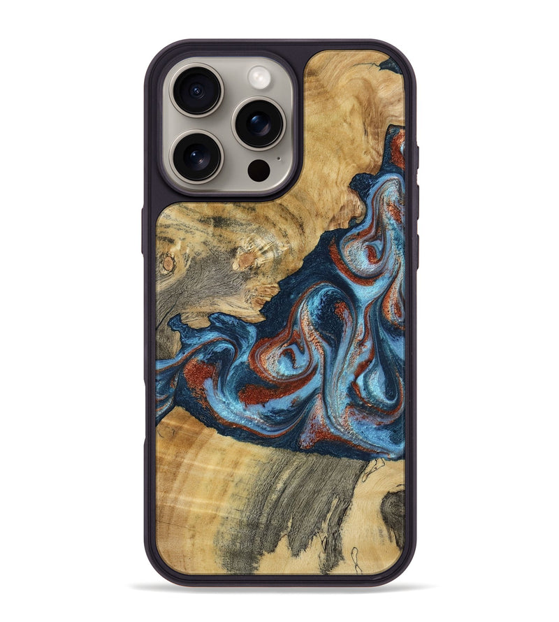 iPhone 16 Pro Max Wood Phone Case - Nikia (Teal & Gold, 792536)