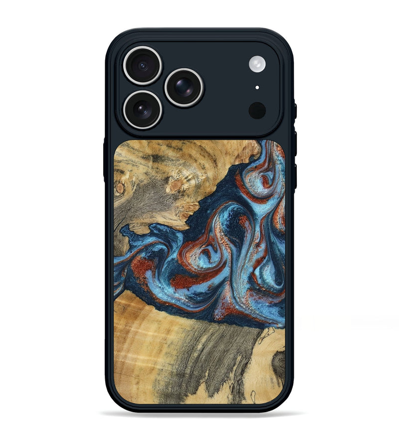 iPhone 17 Pro Max Wood Phone Case - Nikia (Teal & Gold, 792536)