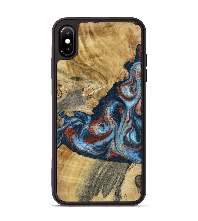 iPhone Xs Max Wood Phone Case - Nikia (Teal & Gold, 792536)