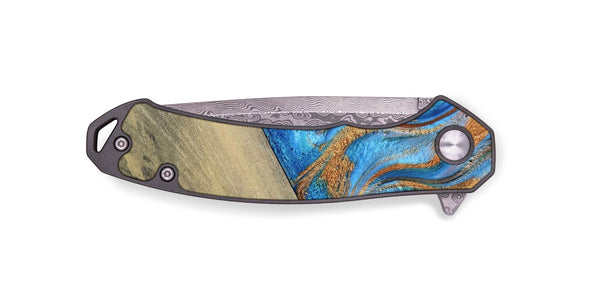 EDC Wood Pocket Knife - Alberta (Teal & Gold, 792538)