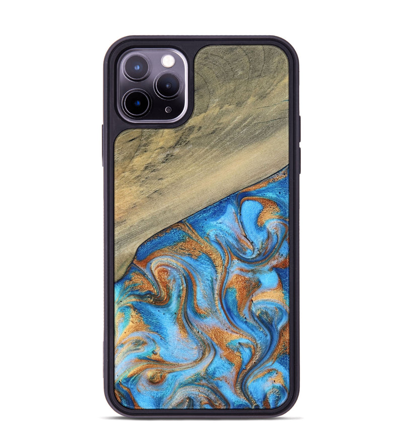 iPhone 11 Pro Max Wood Phone Case - Alberta (Teal & Gold, 792538)