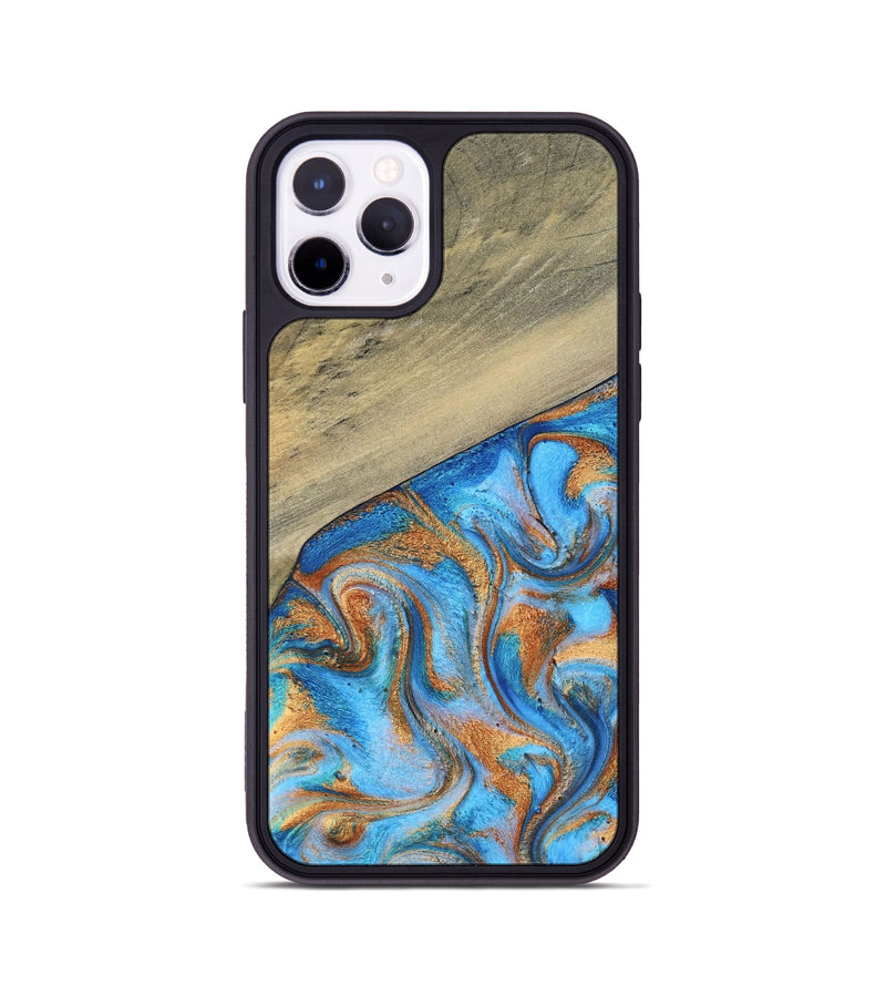 iPhone 11 Pro Wood Phone Case - Alberta (Teal & Gold, 792538)