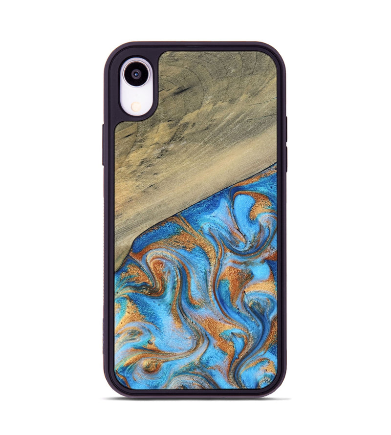 iPhone Xr Wood Phone Case - Alberta (Teal & Gold, 792538)