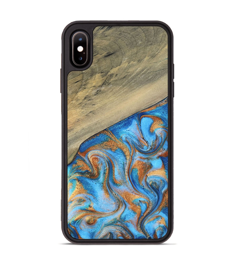 iPhone Xs Max Wood Phone Case - Alberta (Teal & Gold, 792538)
