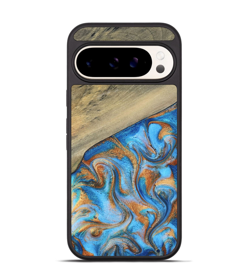 Pixel 9 Pro Wood Phone Case - Alberta (Teal & Gold, 792538)