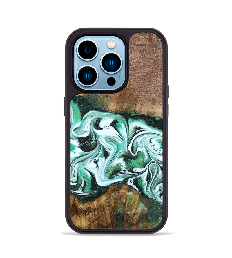 iPhone 14 Pro Wood Phone Case - Haskell (Green, 792556)