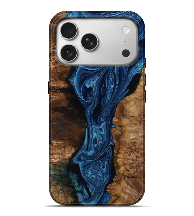 iPhone 17 Pro Max Wood Live Edge Phone Case - Darren (Blue, 792617)