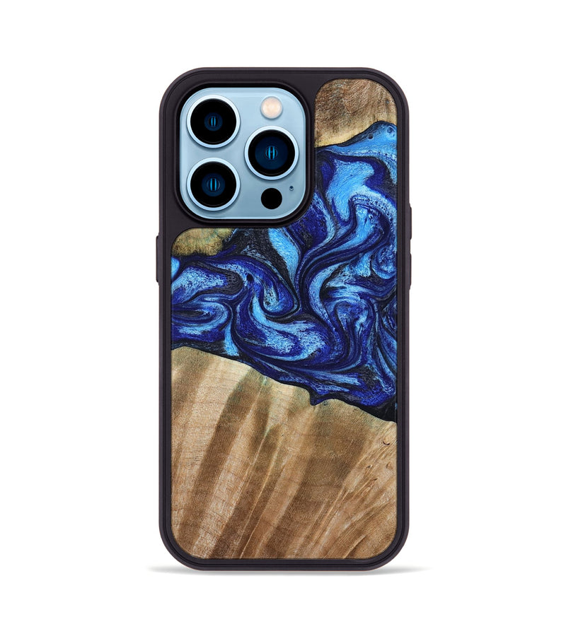 iPhone 14 Pro Wood Phone Case - Evan (Blue, 792764)
