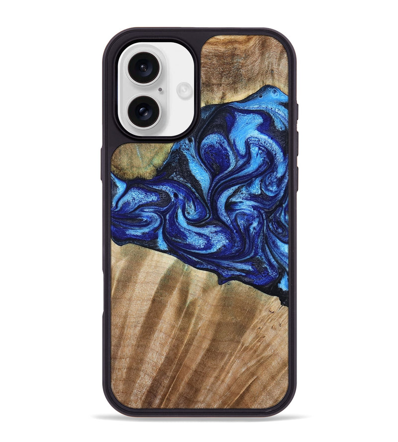 iPhone 16 Plus Wood Phone Case - Evan (Blue, 792764)