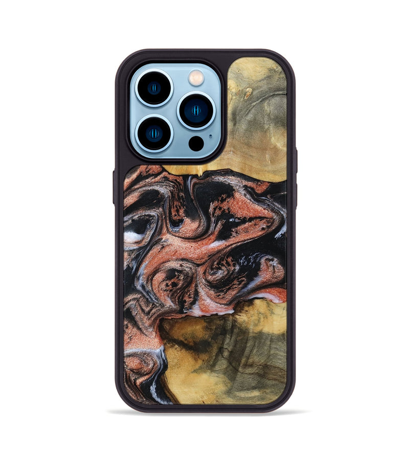 iPhone 14 Pro Wood Phone Case - Tanika (Black & White, 792806)