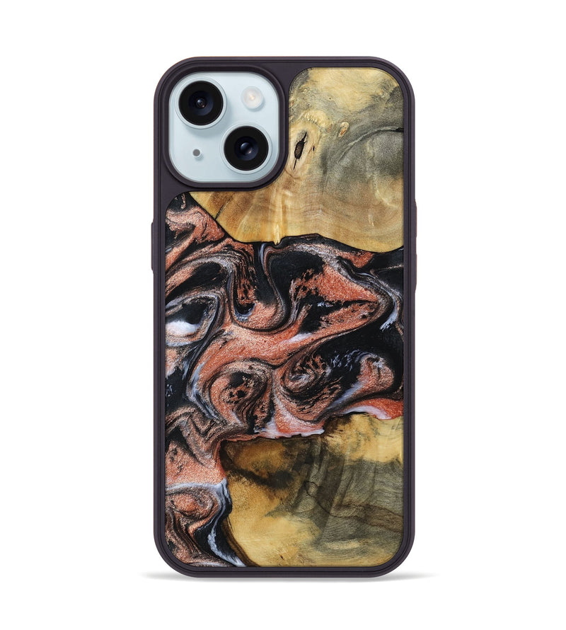 iPhone 15 Wood Phone Case - Tanika (Black & White, 792806)