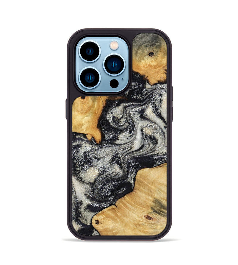 iPhone 14 Pro Wood Phone Case - Raleigh (Black & White, 792810)