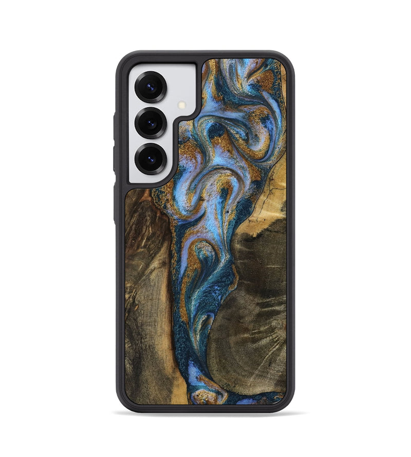 Galaxy S25 Wood Phone Case - Koby (Teal & Gold, 792820)