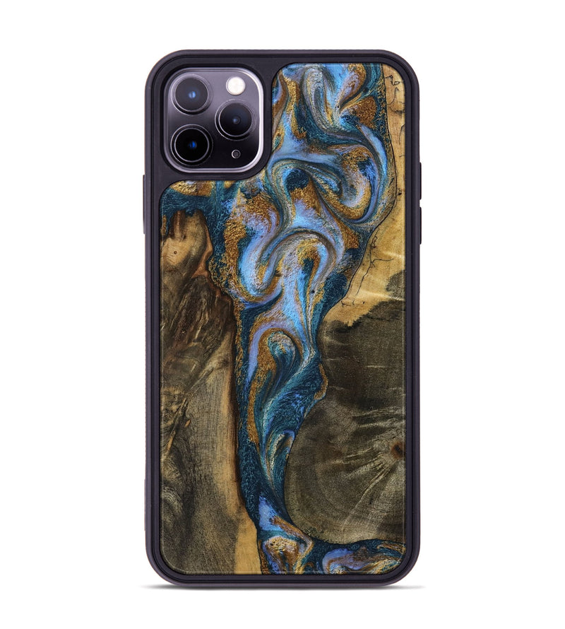iPhone 11 Pro Max Wood Phone Case - Koby (Teal & Gold, 792820)