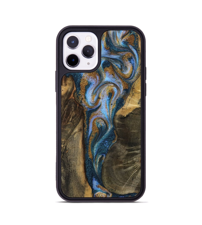iPhone 11 Pro Wood Phone Case - Koby (Teal & Gold, 792820)