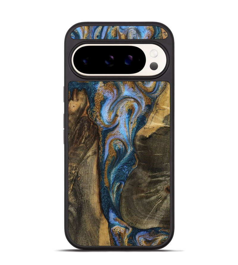 Pixel 9 Pro Wood Phone Case - Koby (Teal & Gold, 792820)