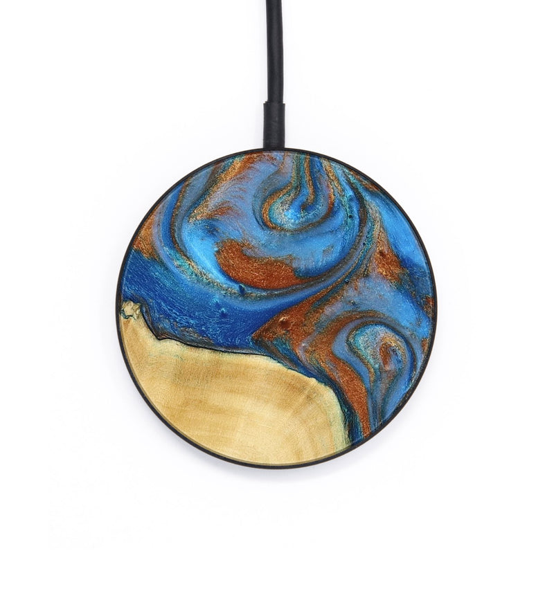 Circle Wood Wireless Charger - Nell (Teal & Gold, 792823)