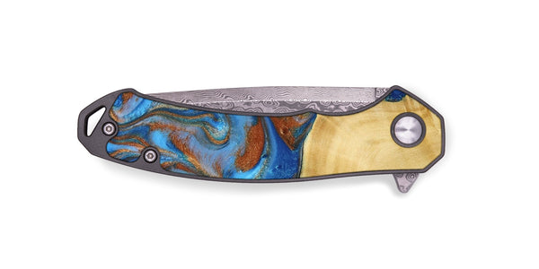 EDC Wood Pocket Knife - Nell (Teal & Gold, 792823)