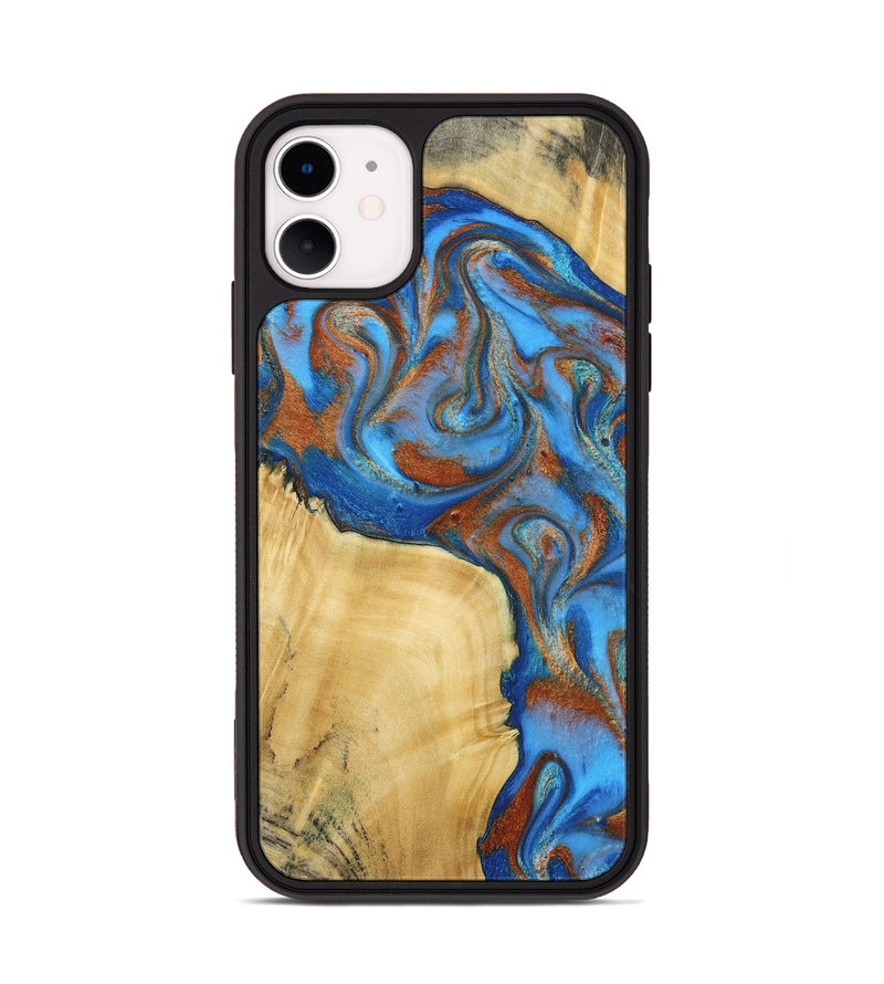 iPhone 11 Wood Phone Case - Nell (Teal & Gold, 792823)