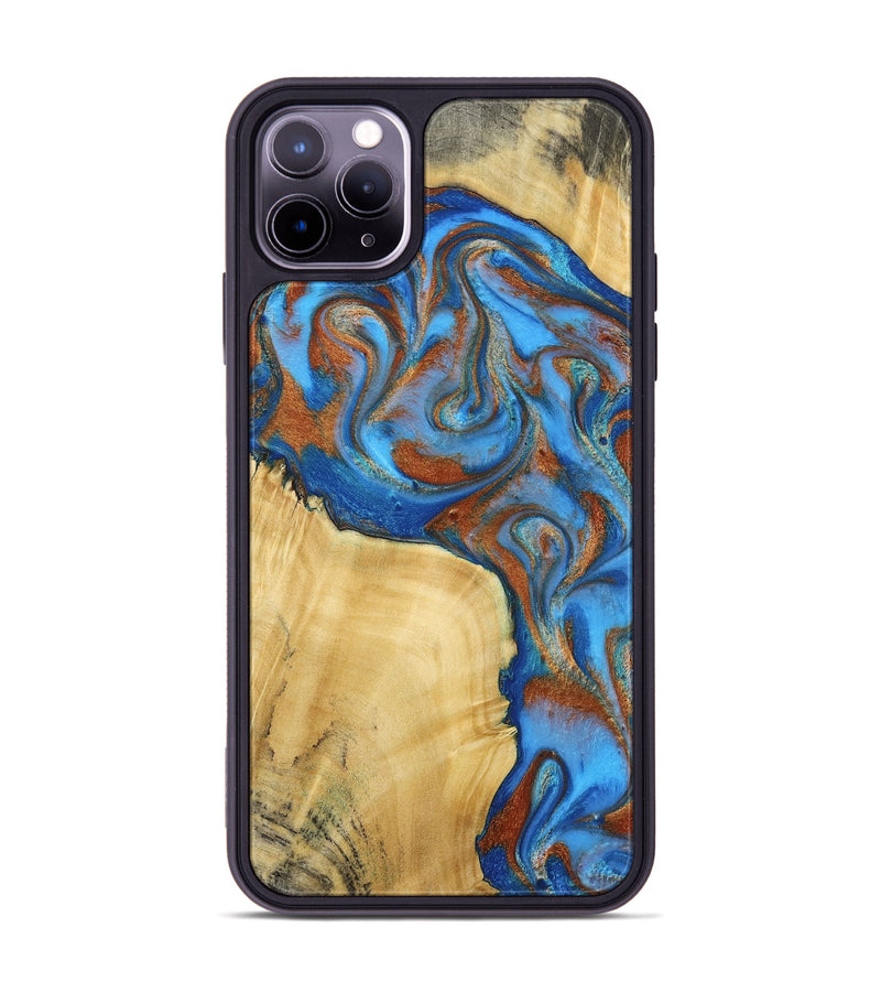 iPhone 11 Pro Max Wood Phone Case - Nell (Teal & Gold, 792823)