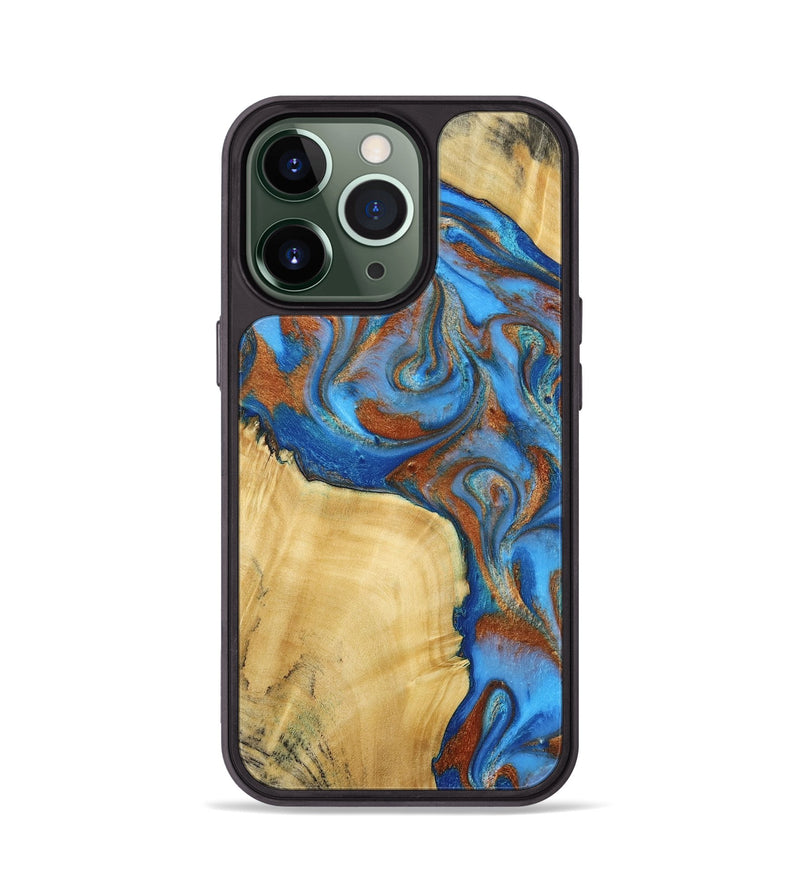 iPhone 13 Pro Wood Phone Case - Nell (Teal & Gold, 792823)