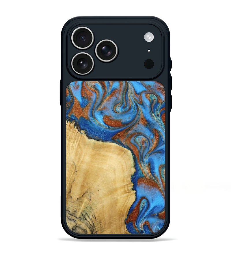 iPhone 17 Pro Max Wood Phone Case - Nell (Teal & Gold, 792823)