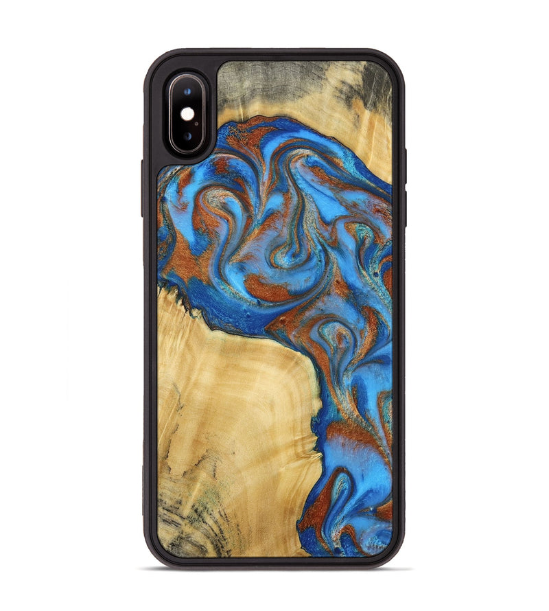 iPhone Xs Max Wood Phone Case - Nell (Teal & Gold, 792823)