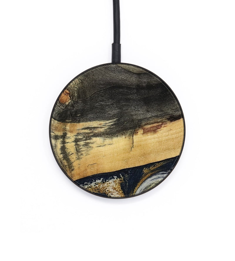 Circle Wood Wireless Charger - Zain (Teal & Gold, 792844)