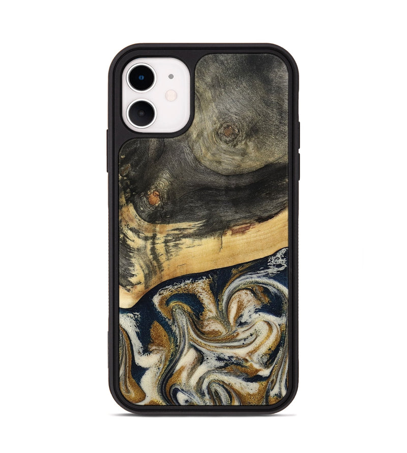 iPhone 11 Wood Phone Case - Zain (Teal & Gold, 792844)