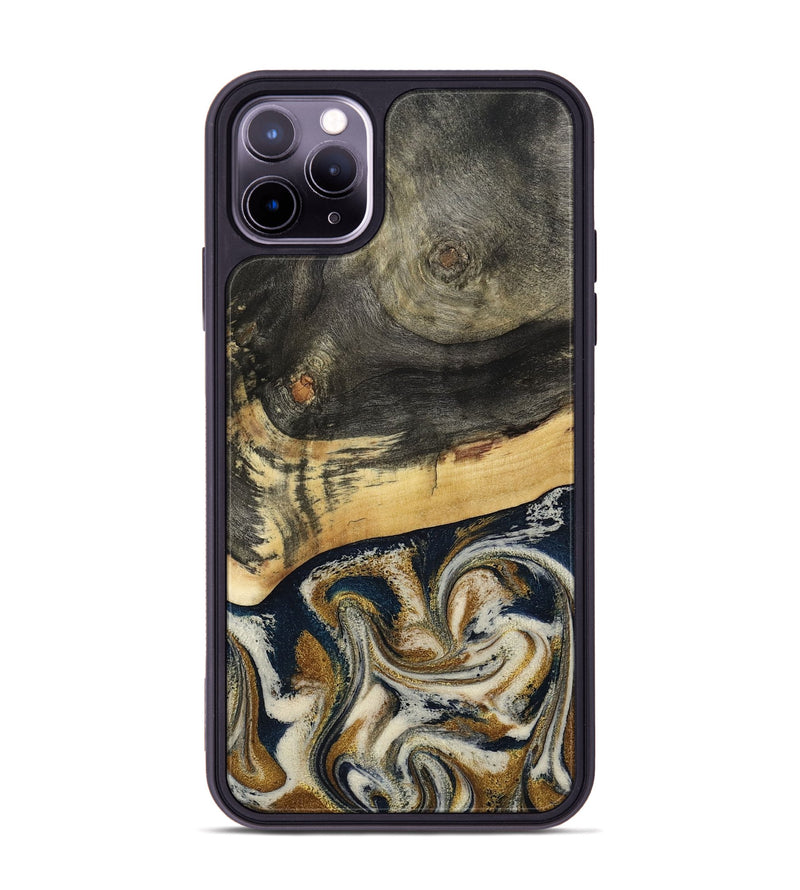iPhone 11 Pro Max Wood Phone Case - Zain (Teal & Gold, 792844)
