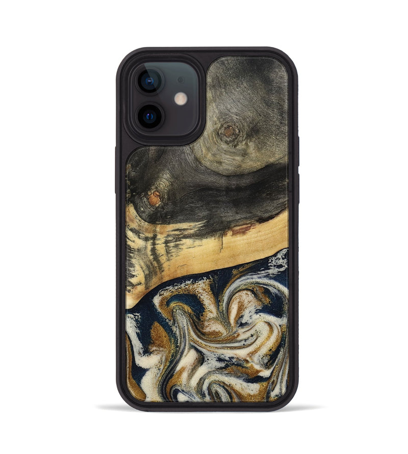 iPhone 12 Wood Phone Case - Zain (Teal & Gold, 792844)