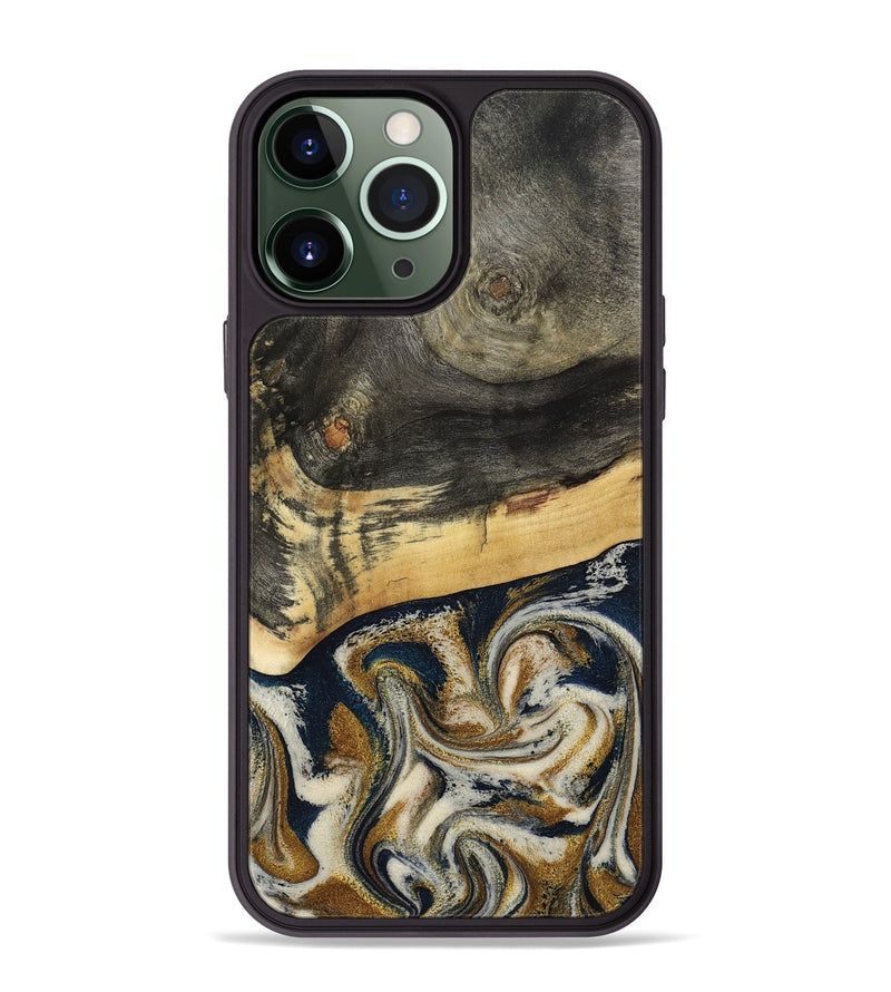 iPhone 13 Pro Max Wood Phone Case - Zain (Teal & Gold, 792844)