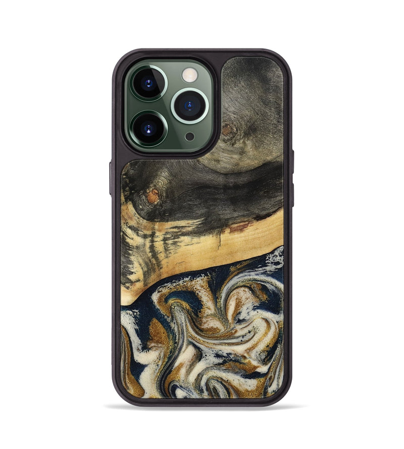 iPhone 13 Pro Wood Phone Case - Zain (Teal & Gold, 792844)
