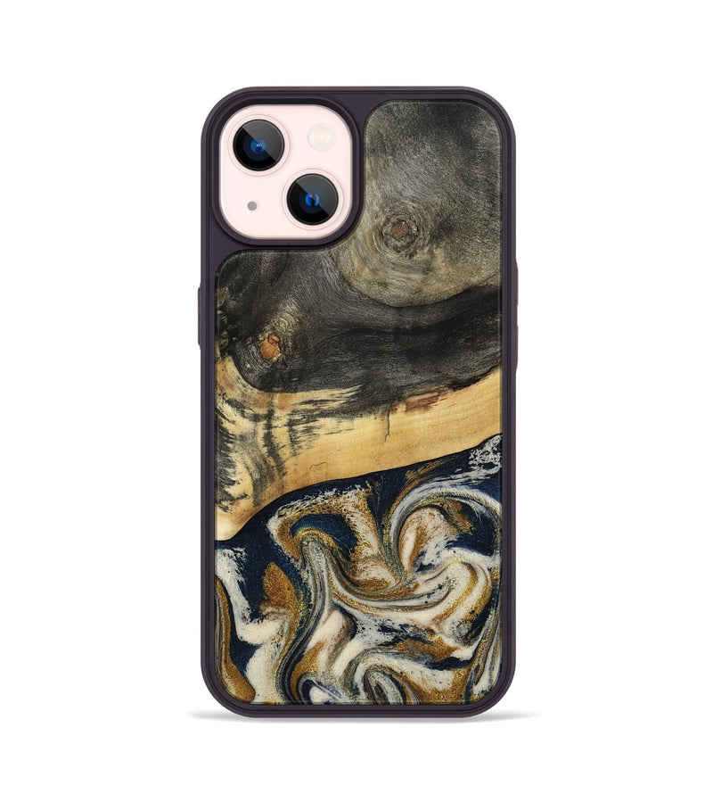 iPhone 14 Wood Phone Case - Zain (Teal & Gold, 792844)