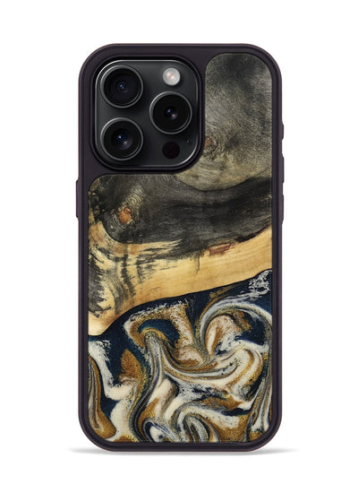 iPhone 15 Pro Wood Phone Case - Zain (Teal & Gold, 792844)
