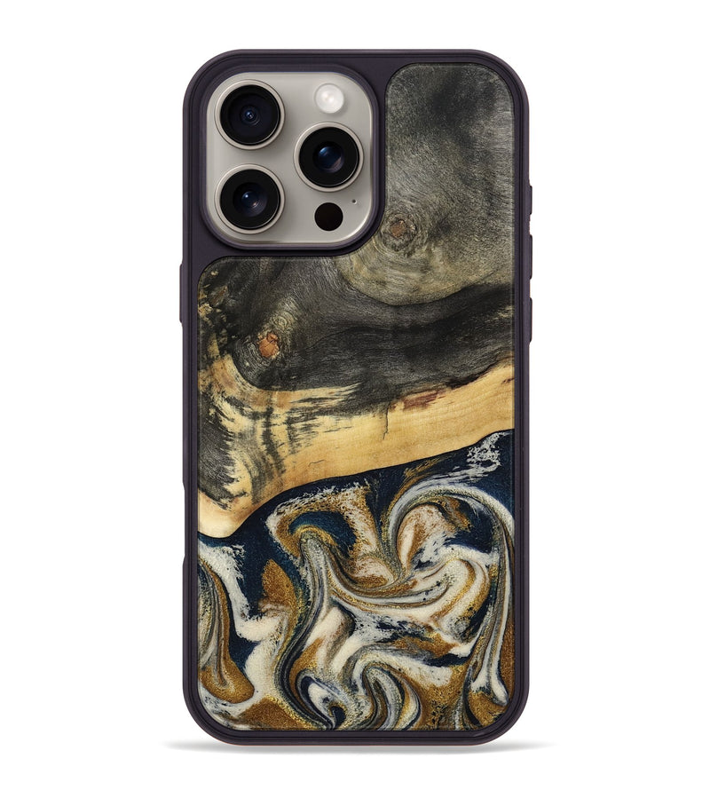 iPhone 16 Pro Max Wood Phone Case - Zain (Teal & Gold, 792844)